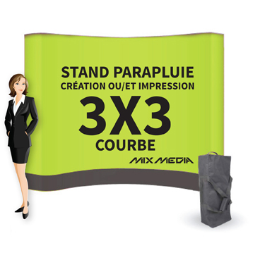 impression Stand Parapluie Courbe 3x3m